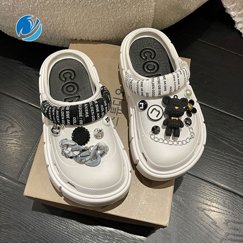 Mo Dou 2023 Summer New Thich Sole Sandals for Women Fashion Charms Clogs High Quality Beach Shoes Girl's Footwear EVA Slippers - Taylor K Shop