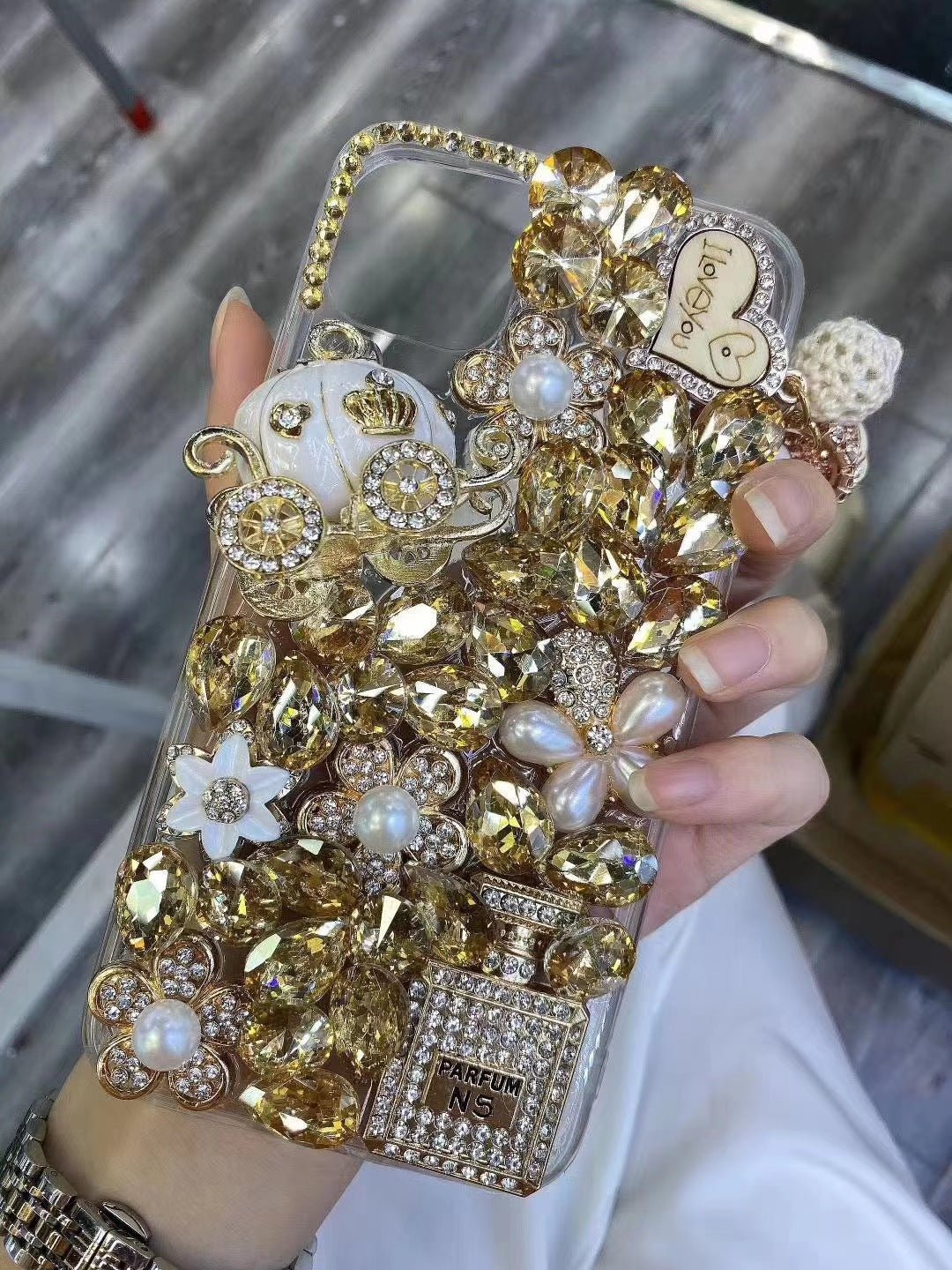 Mobile Phone Shell Diamond Gemstone Protective Cover Pumpkin Car Rhinestones - Taylor K Shop