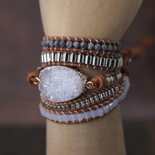 Natural White Crystal Cluster AB Color Bracelet Beads Natural - Taylor K Shop