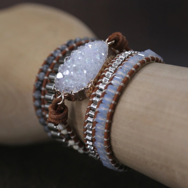 Natural White Crystal Cluster AB Color Bracelet Beads Natural - Taylor K Shop