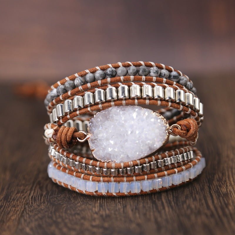 Natural White Crystal Cluster AB Color Bracelet Beads Natural - Taylor K Shop
