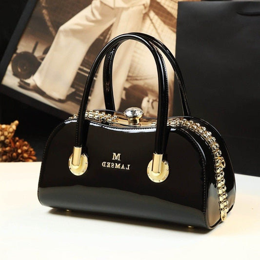 New Luxury Boston Messenger Bags For Women Leather Handbags Patent Leather Shoulder Clutch Top Handle Bag Evening Designer Bags - Taylor K Shop