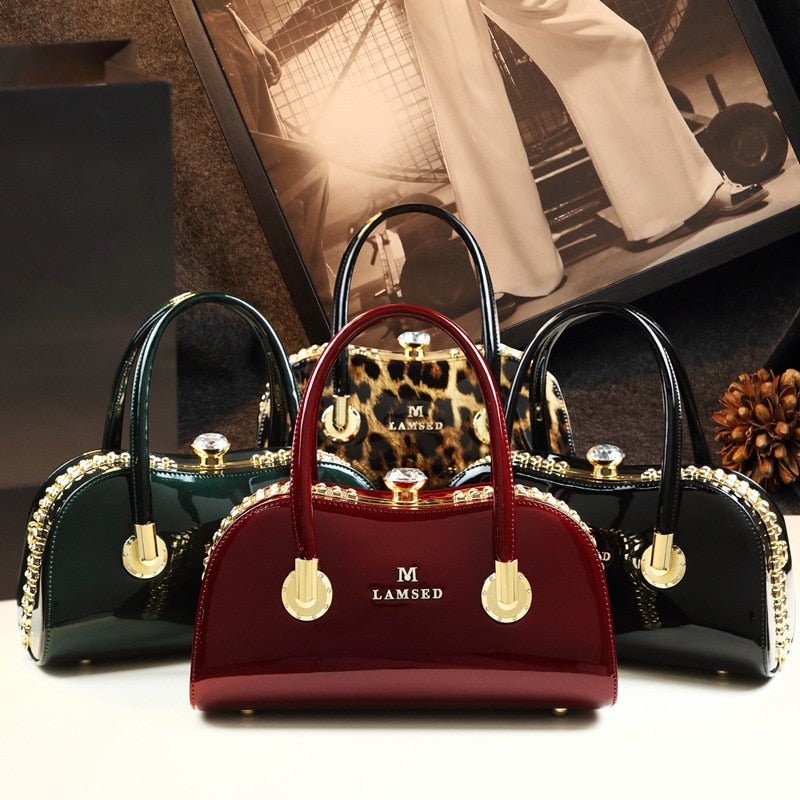 New Luxury Boston Messenger Bags For Women Leather Handbags Patent Leather Shoulder Clutch Top Handle Bag Evening Designer Bags - Taylor K Shop
