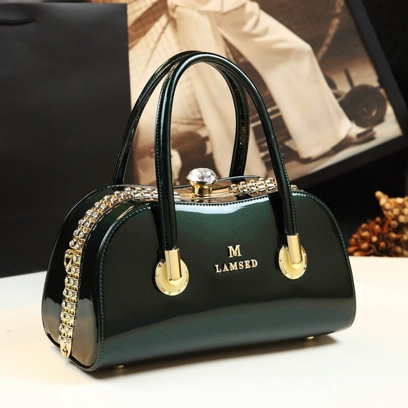 New Luxury Boston Messenger Bags For Women Leather Handbags Patent Leather Shoulder Clutch Top Handle Bag Evening Designer Bags - Taylor K Shop