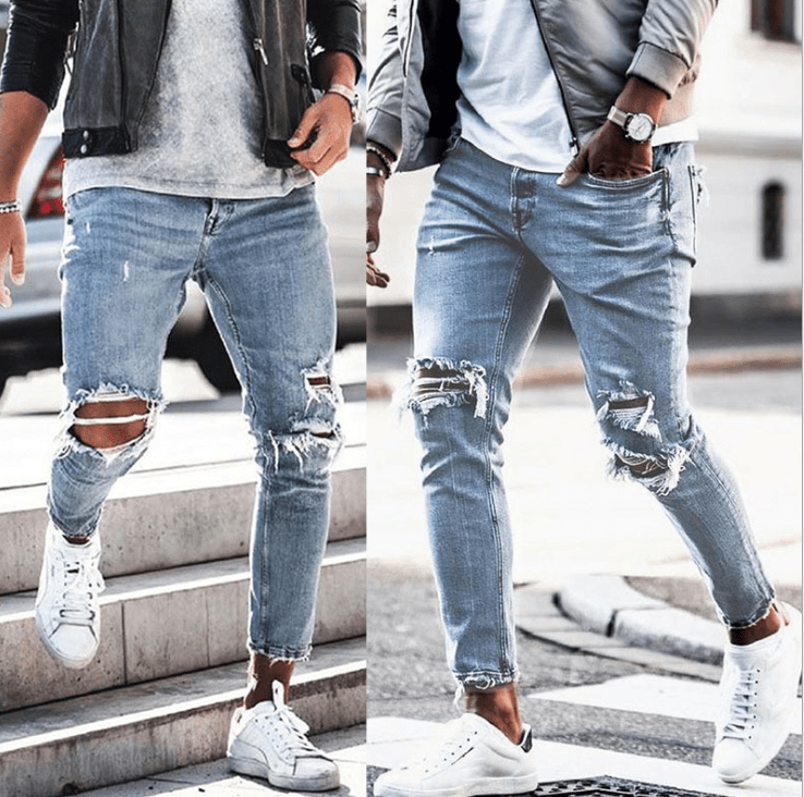 New Ripped Skinny Jeans mens Streetwear - Taylor K Shop