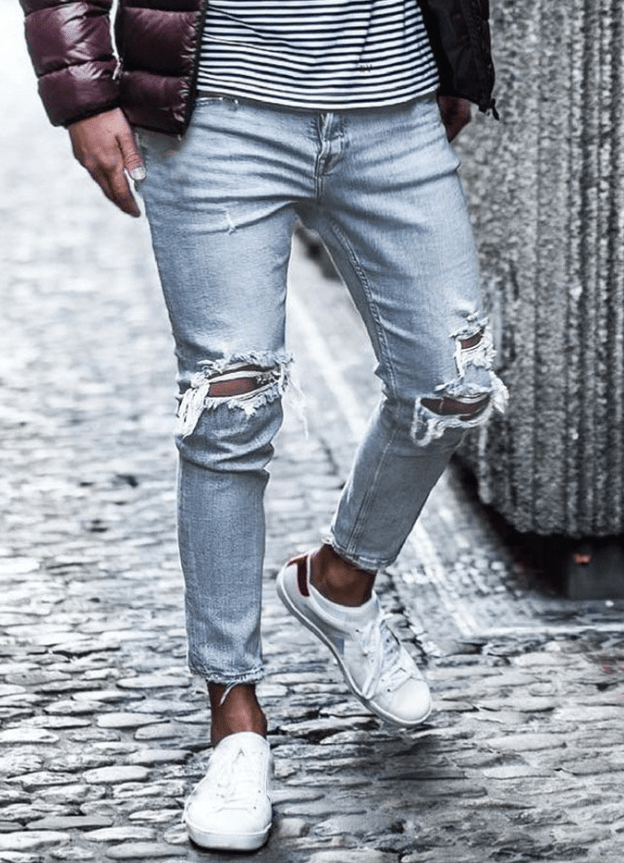 New Ripped Skinny Jeans mens Streetwear - Taylor K Shop