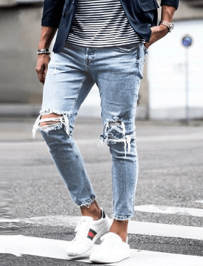 New Ripped Skinny Jeans mens Streetwear - Taylor K Shop