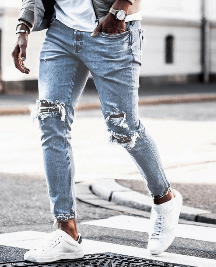 New Ripped Skinny Jeans mens Streetwear - Taylor K Shop