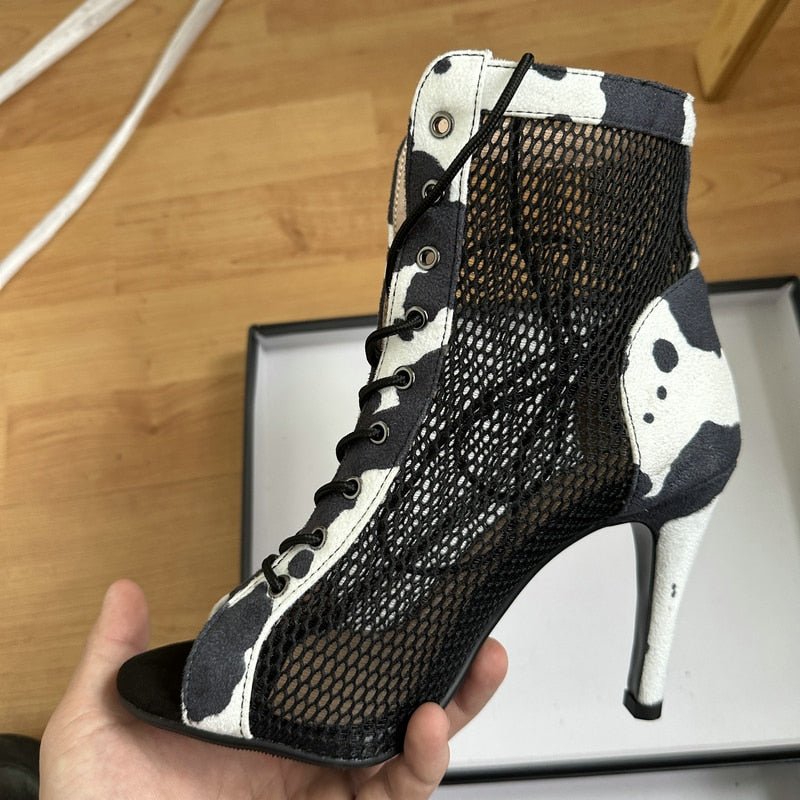 New Sexy High Heels Hollow Mesh Sandals Summer Fashion Trend Comfort Peep Toe Boots Stilettos Jazz Dance Female Shoes Plus Size - Taylor K Shop