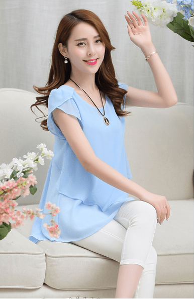 New Summer Women Blouse Loose Shirt O - Neck Chiffon Blouse Female Short Sleeve Blouse Plus Size 5XL Shirts Tops - Taylor K Shop