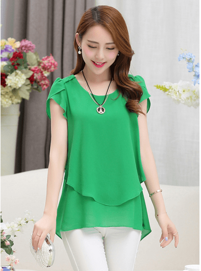 New Summer Women Blouse Loose Shirt O - Neck Chiffon Blouse Female Short Sleeve Blouse Plus Size 5XL Shirts Tops - Taylor K Shop