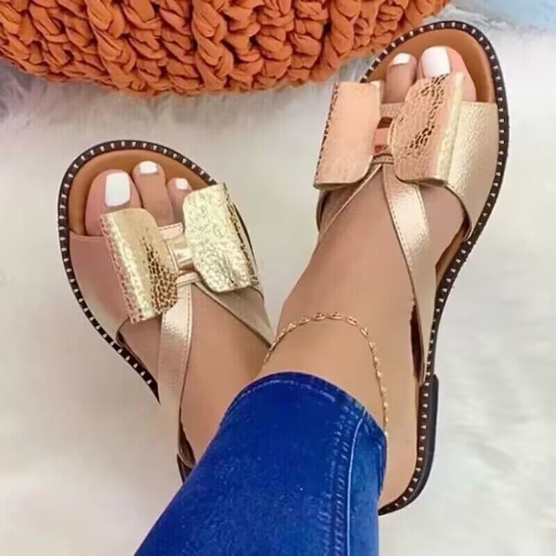 New Woman Slippers Flat Color - Block Bow Female Sandals Summer Soft Comfy Women Casual Fashion Outdoor Beach Ladies Slides - Taylor K Shop
