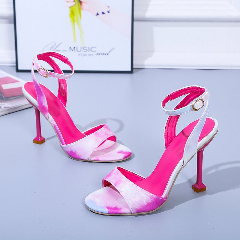 One - word Ankle Strap Toe Fashion Stiletto Heels - Taylor K Shop