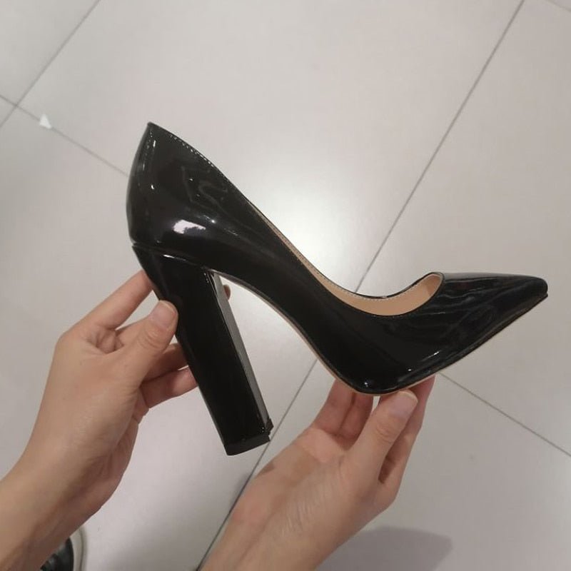 Onlymaker Pumps Women Pointed Toe Block Classic 12CM Slip On Thick Heel Wedding Office Dress Big Size Handmade Chunky Lady Shoes - Taylor K Shop