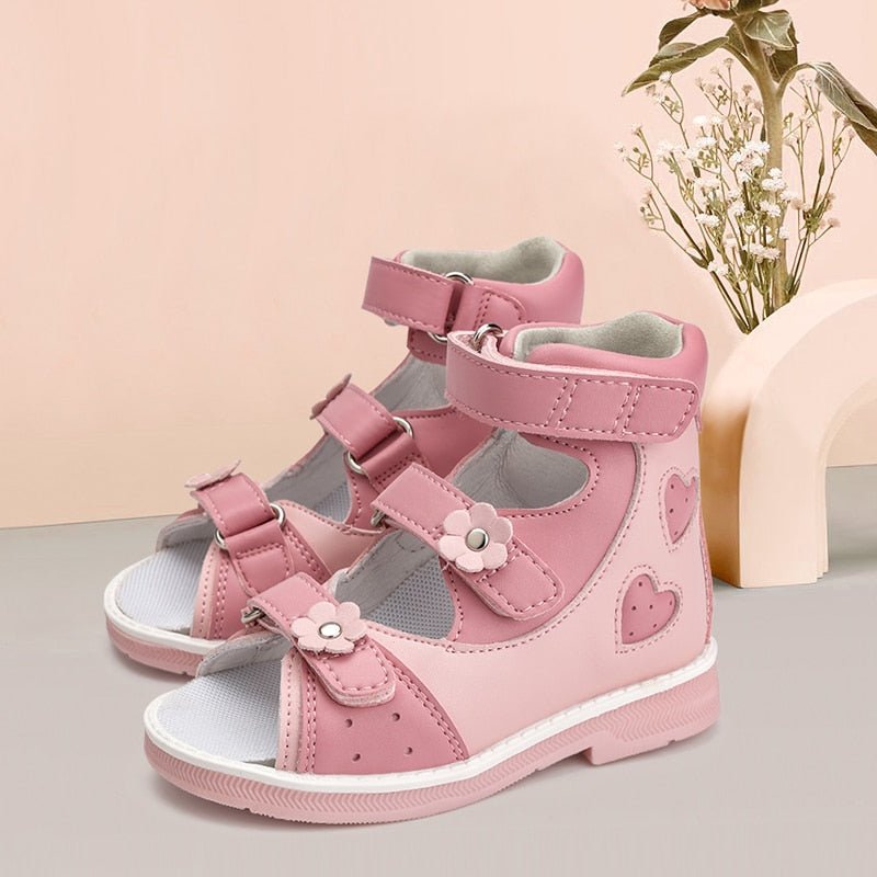Orthopedic Sandal for Girls Kids Flower Buckle High - Top Brace - Like Ankle Support Corrective AFO Shoe for Children Princess Style - Taylor K Shop