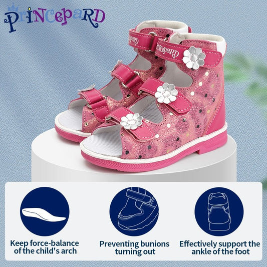 Orthopedic Sandal for Girls Kids Flower Buckle High - Top Brace - Like Ankle Support Corrective AFO Shoe for Children Princess Style - Taylor K Shop
