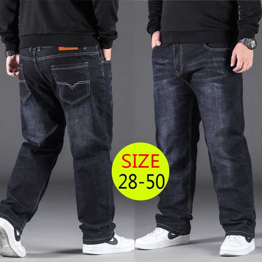 Oversize Black Jeans Men Plus Size 50 Denim Pants Husband Breathable Loose Trousers Men Streetwear Baggy Jeans Casual Pants - Taylor K Shop