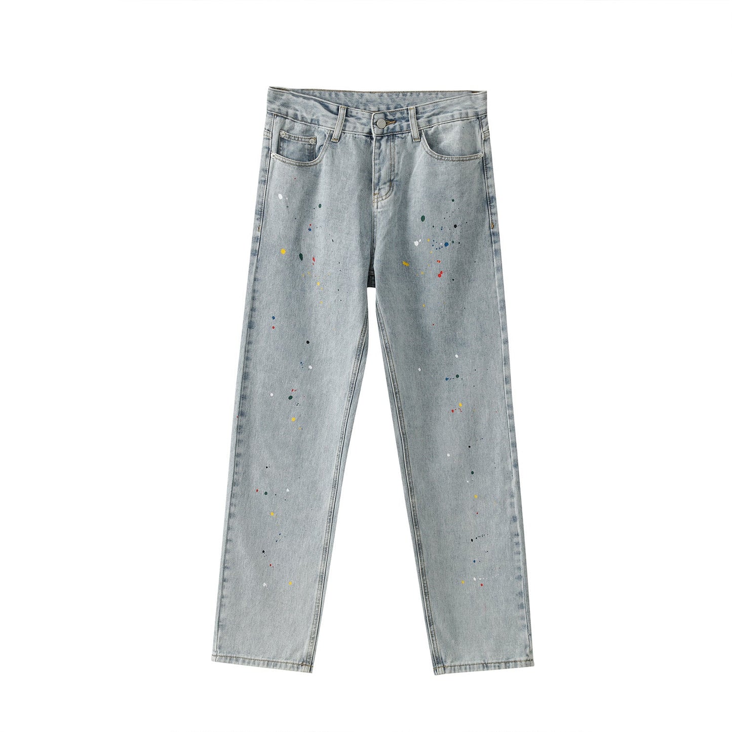 Paint Splash Blue Jeans Straight Loose Jeans - Taylor K Shop
