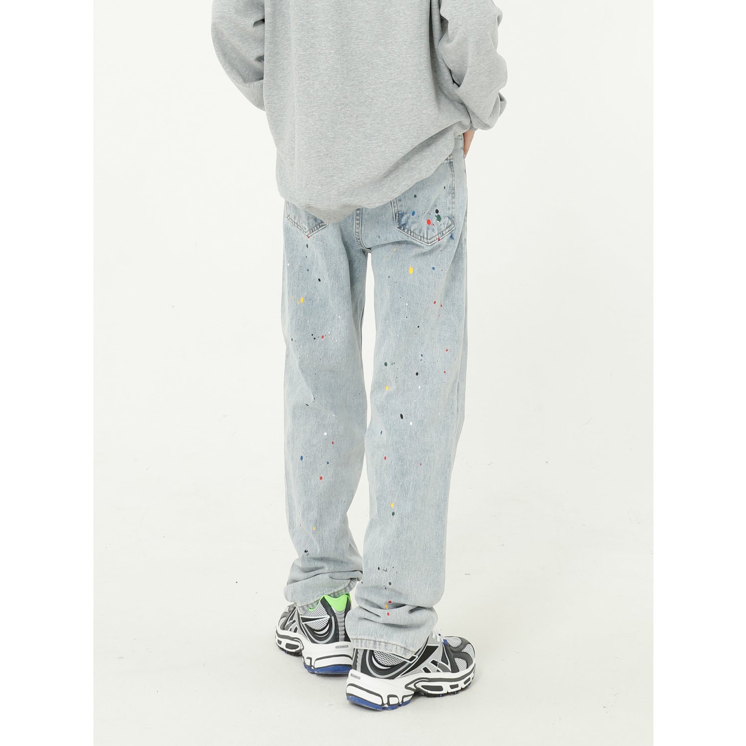 Paint Splash Blue Jeans Straight Loose Jeans - Taylor K Shop