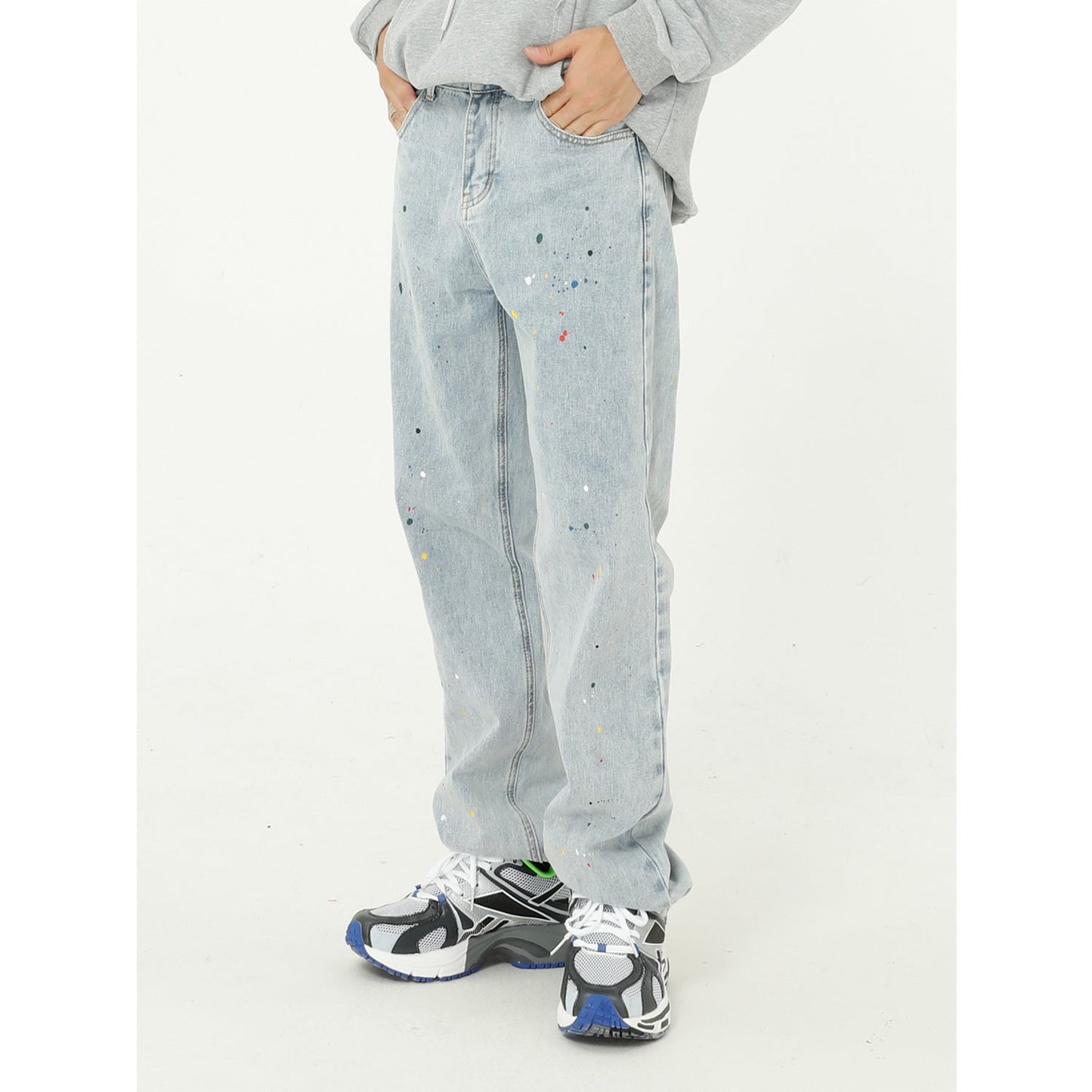 Paint Splash Blue Jeans Straight Loose Jeans - Taylor K Shop