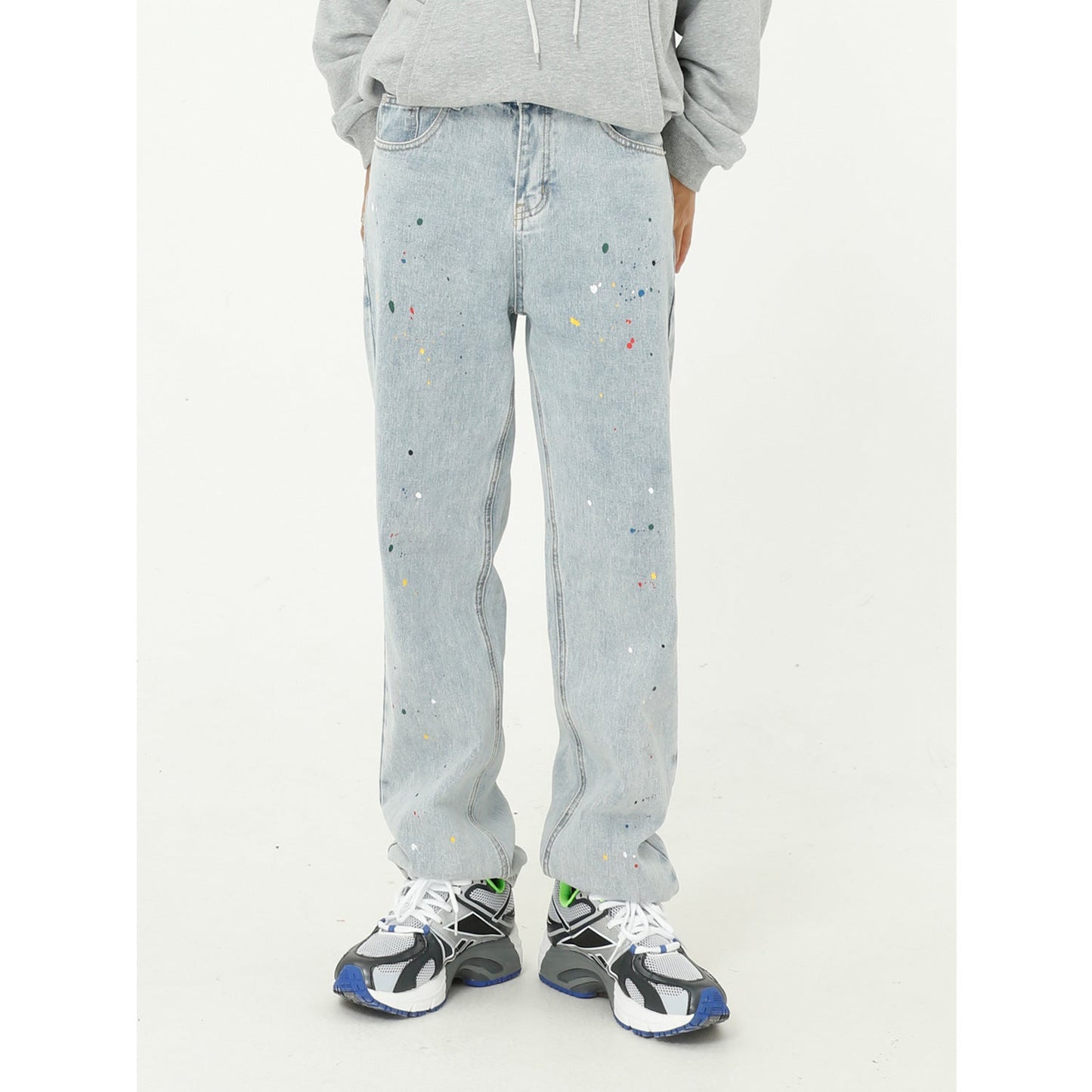 Paint Splash Blue Jeans Straight Loose Jeans - Taylor K Shop