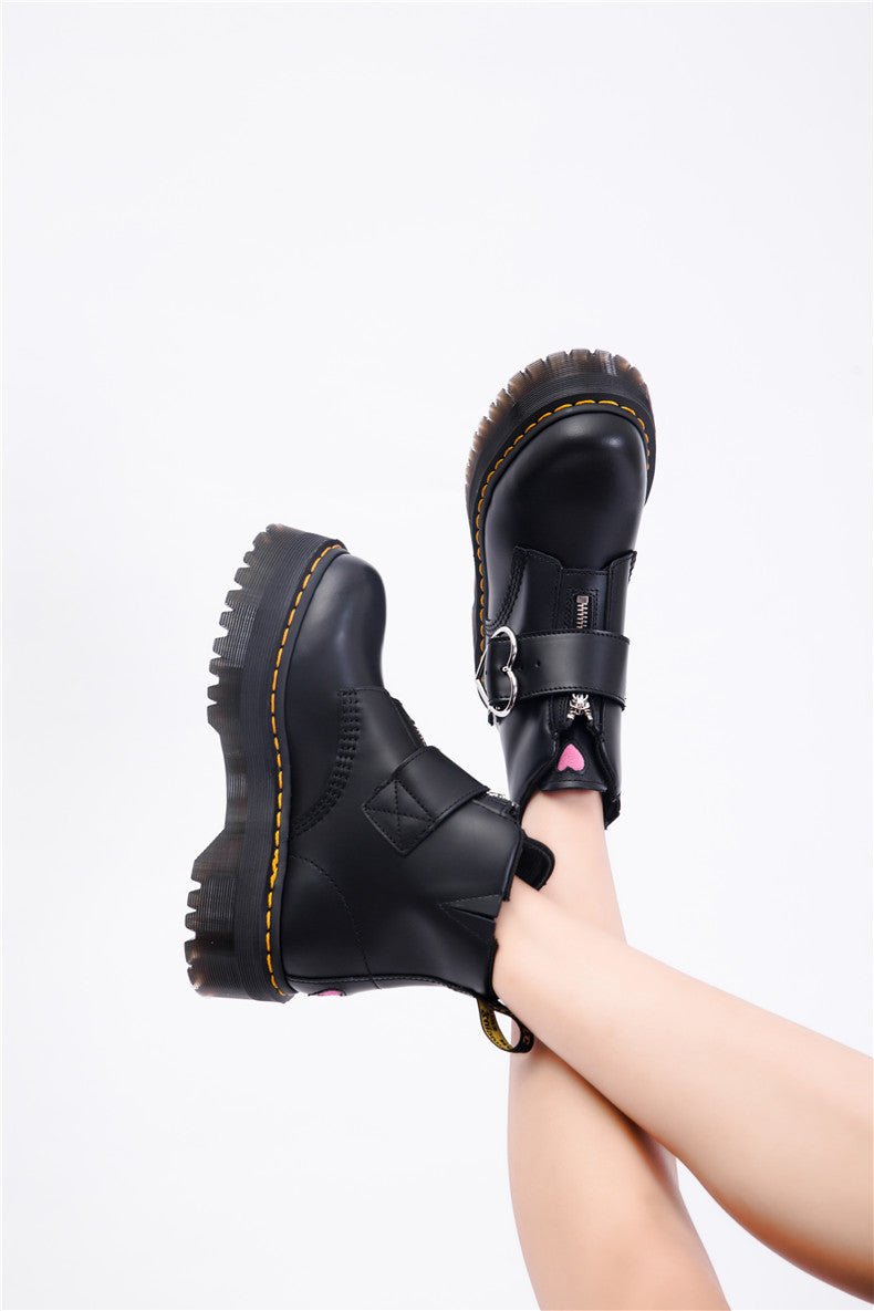 Peach heart fashion boots women zipper ankle boots - Taylor K Shop