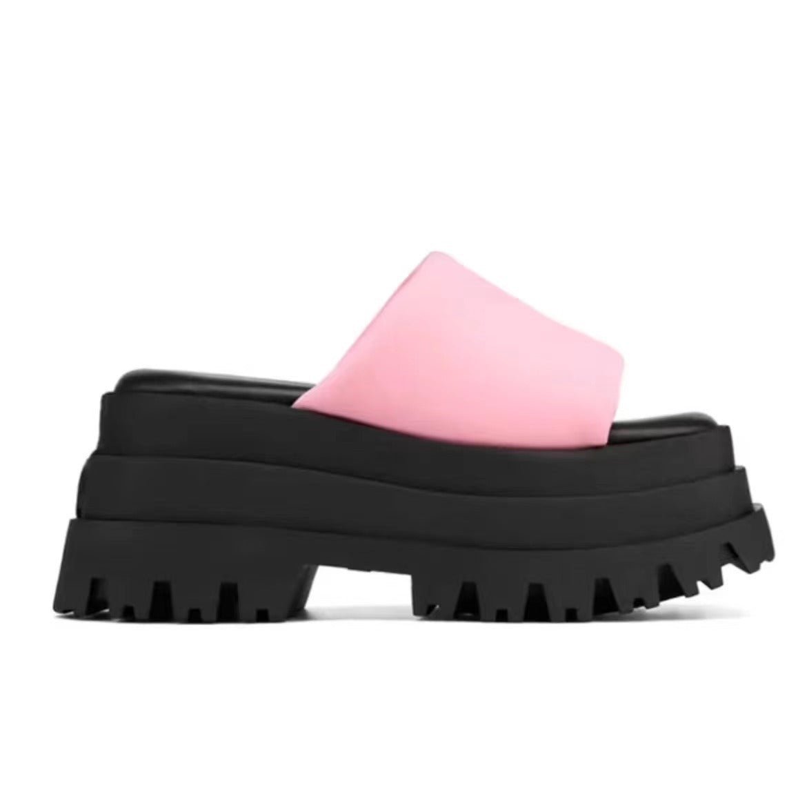 Peep Toe Slipper High Heel Flat Shoes Summer Cow Print Sandals - Taylor K Shop