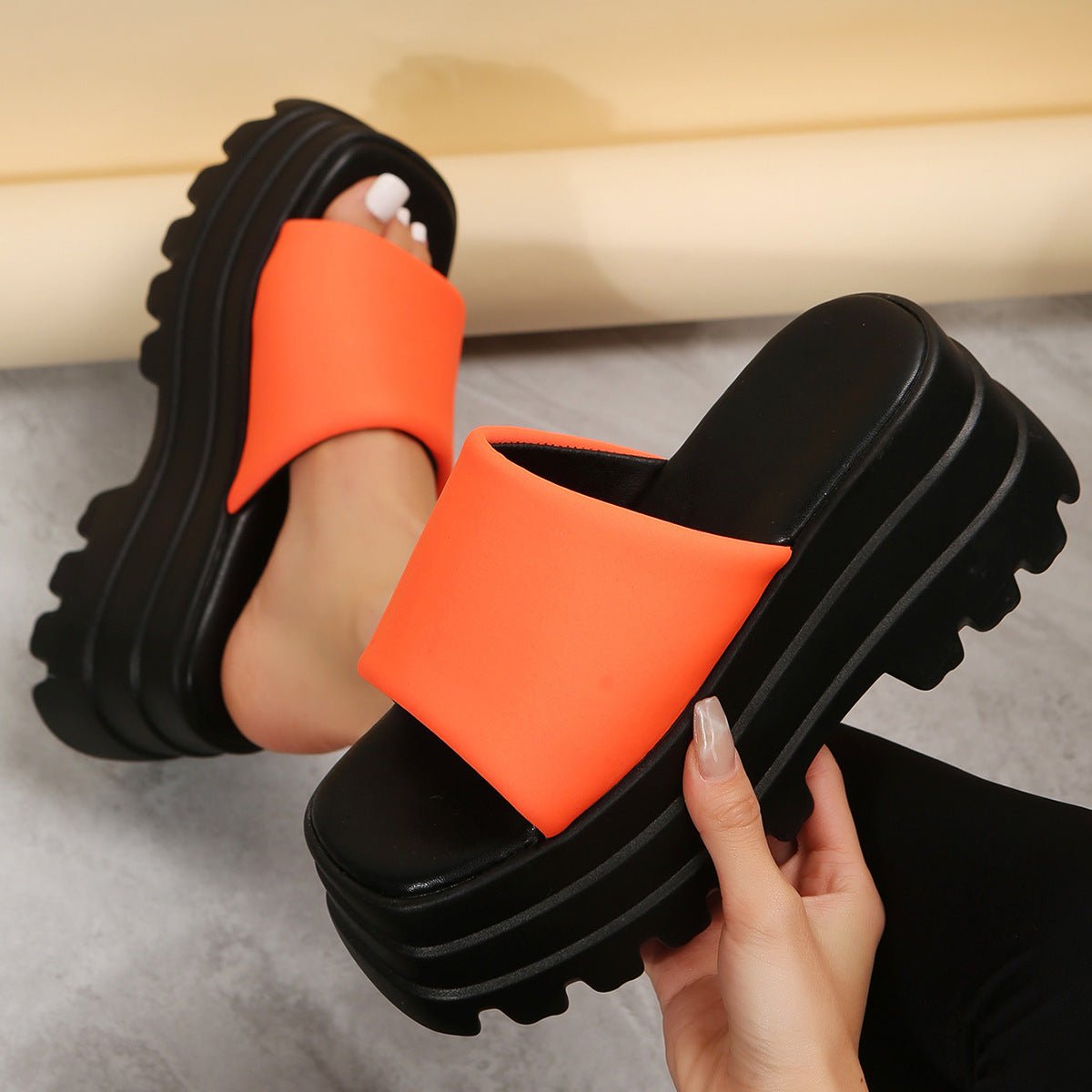 Peep Toe Slipper High Heel Flat Shoes Summer Cow Print Sandals - Taylor K Shop