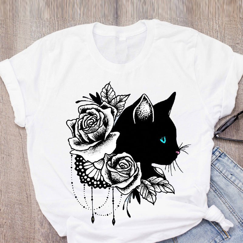 Pet Short Sleeved Fashion Print Summer Ladies Women's Blouse - Taylor K Shop
