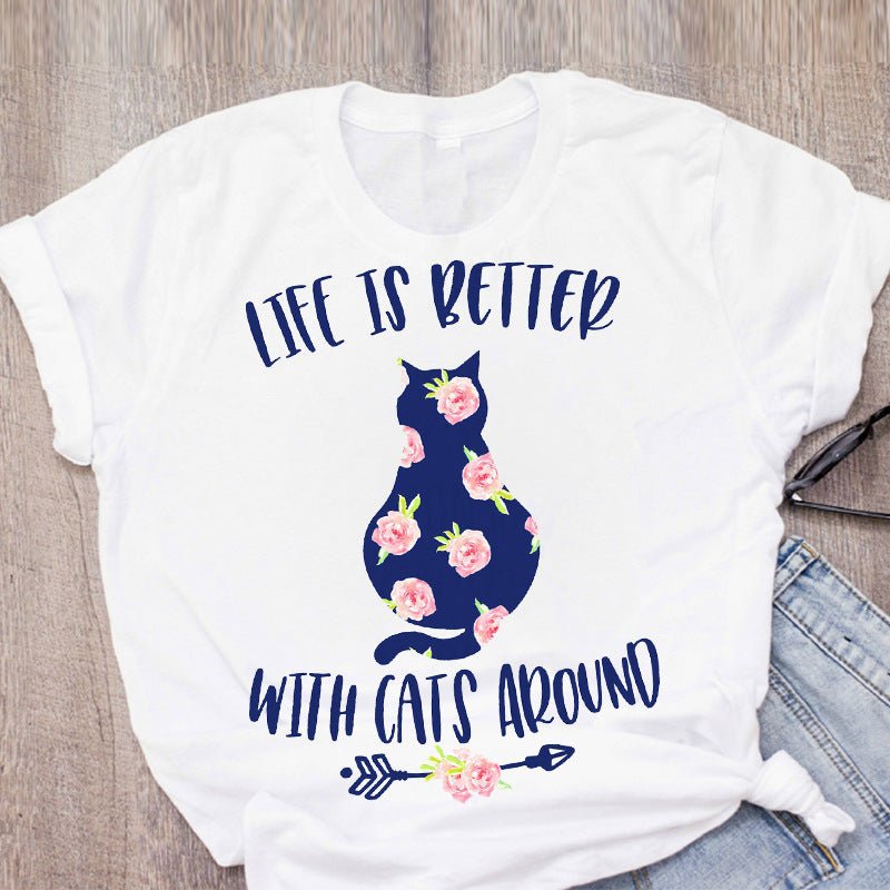 Pet Short Sleeved Fashion Print Summer Ladies Women's Blouse - Taylor K Shop