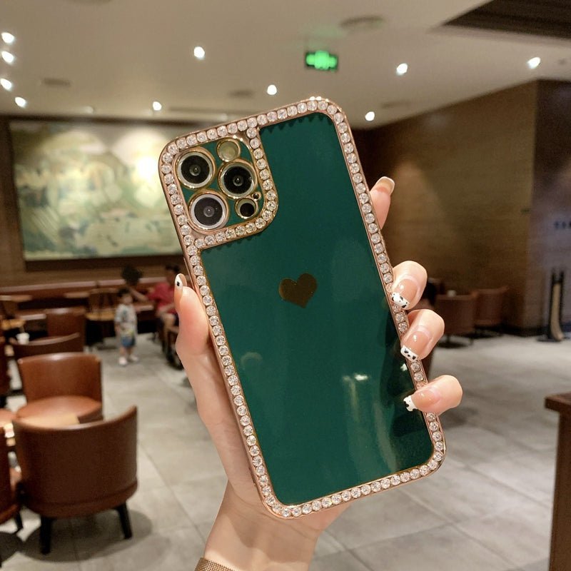 Phone Case Accessories Love Crystal Diamond Edge Electroplating Protective Cover - Taylor K Shop
