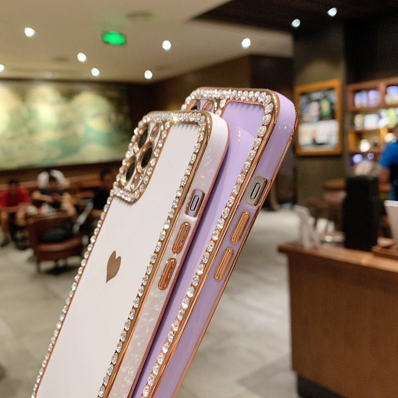 Phone Case Accessories Love Crystal Diamond Edge Electroplating Protective Cover - Taylor K Shop