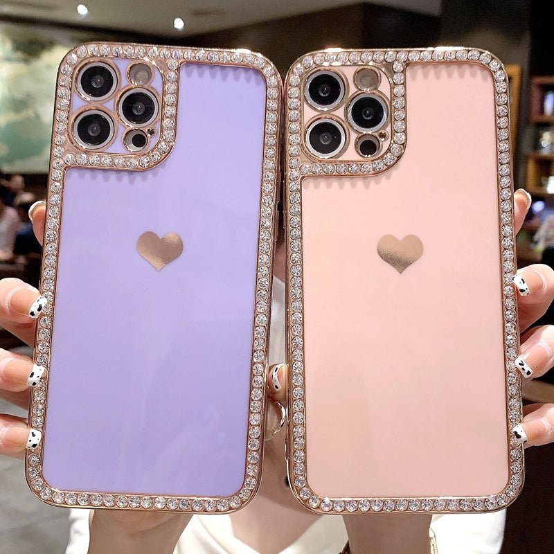 Phone Case Accessories Love Crystal Diamond Edge Electroplating Protective Cover - Taylor K Shop