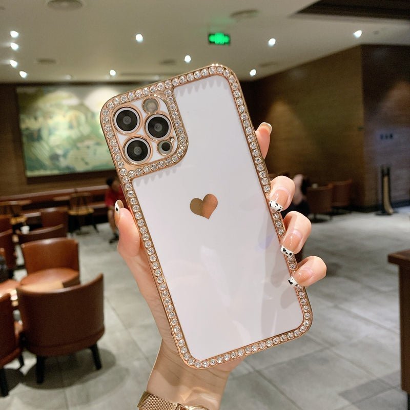 Phone Case Accessories Love Crystal Diamond Edge Electroplating Protective Cover - Taylor K Shop