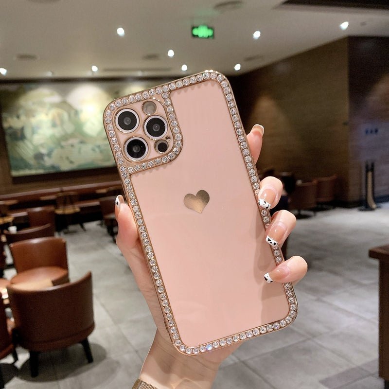 Phone Case Accessories Love Crystal Diamond Edge Electroplating Protective Cover - Taylor K Shop