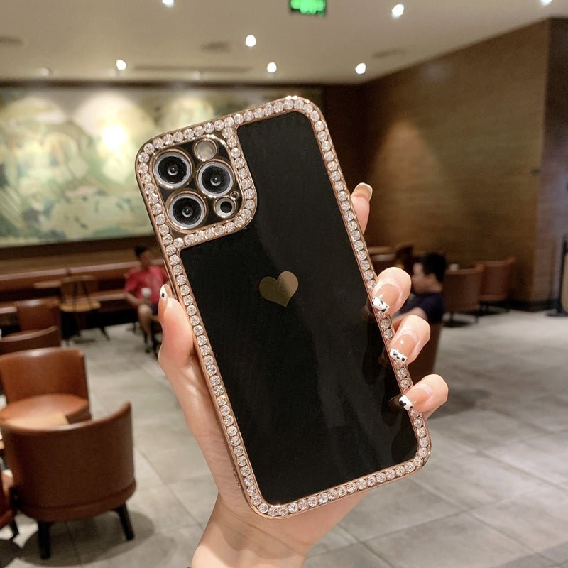 Phone Case Accessories Love Crystal Diamond Edge Electroplating Protective Cover - Taylor K Shop