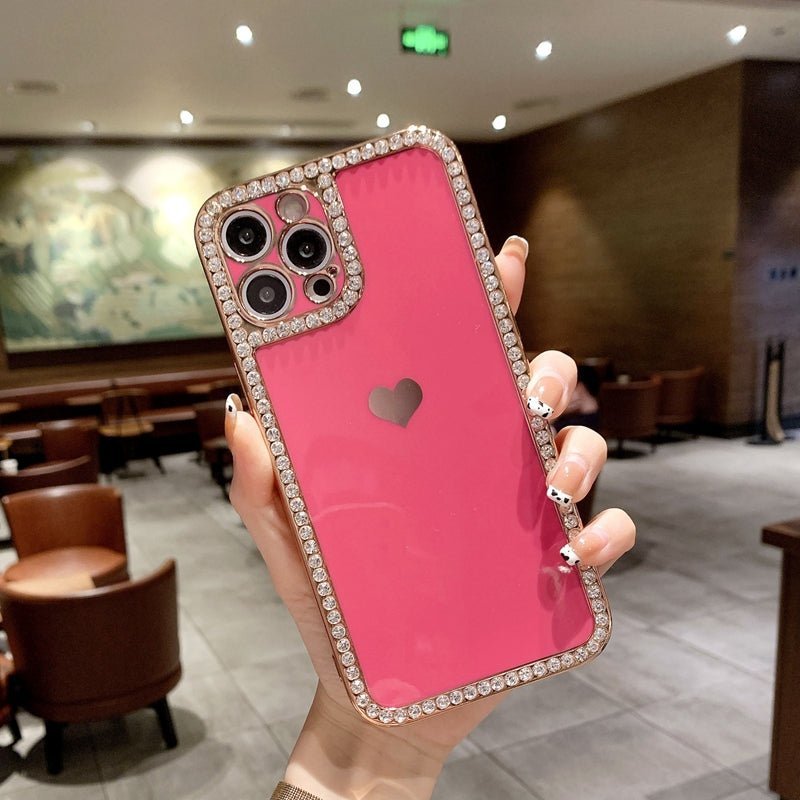 Phone Case Accessories Love Crystal Diamond Edge Electroplating Protective Cover - Taylor K Shop