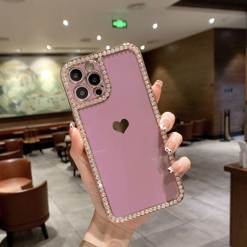 Phone Case Accessories Love Crystal Diamond Edge Electroplating Protective Cover - Taylor K Shop
