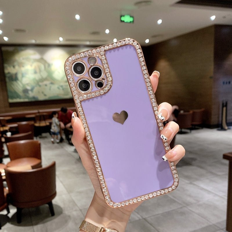Phone Case Accessories Love Crystal Diamond Edge Electroplating Protective Cover - Taylor K Shop