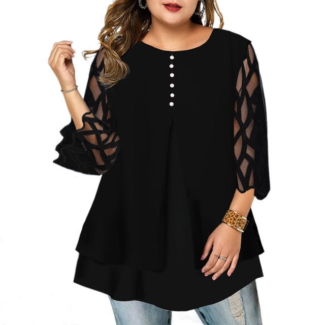 Plus Size Blouse Casual Women Tops Blouses Ruffled Shirts - Taylor K Shop