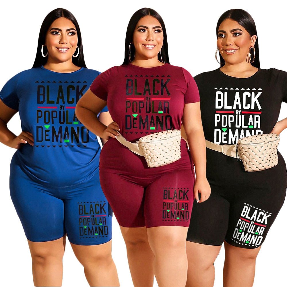 Plus Size Two Piece T Shirt and Short Matching Set - Taylor K Shop