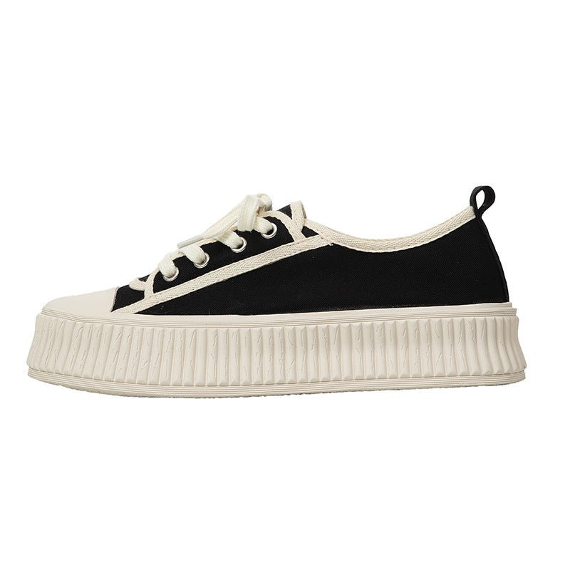 Plus Sizes Extra Large Women's Shoes Platform Black And White Biscuit Shape Shoes Canvas Shoes Women's Board Shoes - Taylor K Shop