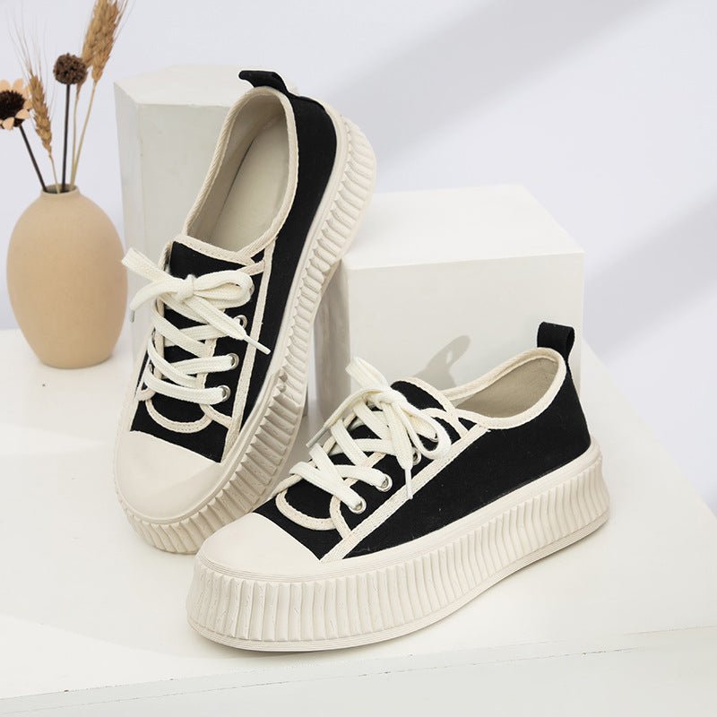 Plus Sizes Extra Large Women's Shoes Platform Black And White Biscuit Shape Shoes Canvas Shoes Women's Board Shoes - Taylor K Shop