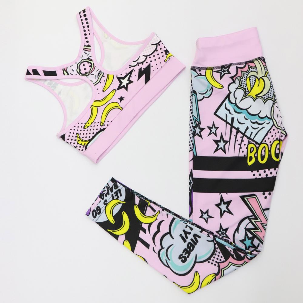 Print Cartoon banana Boom Running Yoga Suits Sportswear High Waist - Taylor K Shop