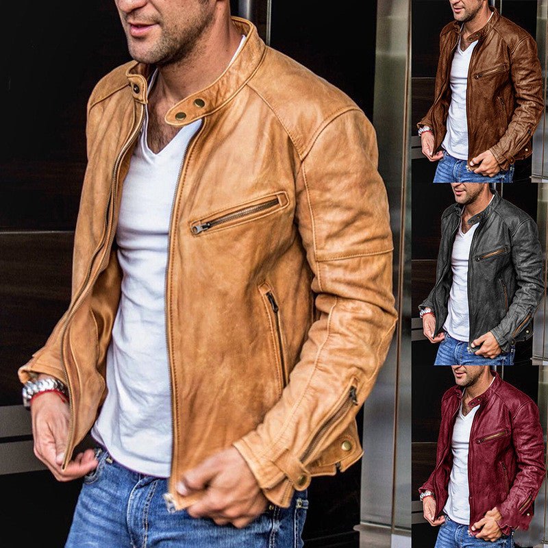 Punk Mens Motorcycle Leather Jacket - Taylor K Shop