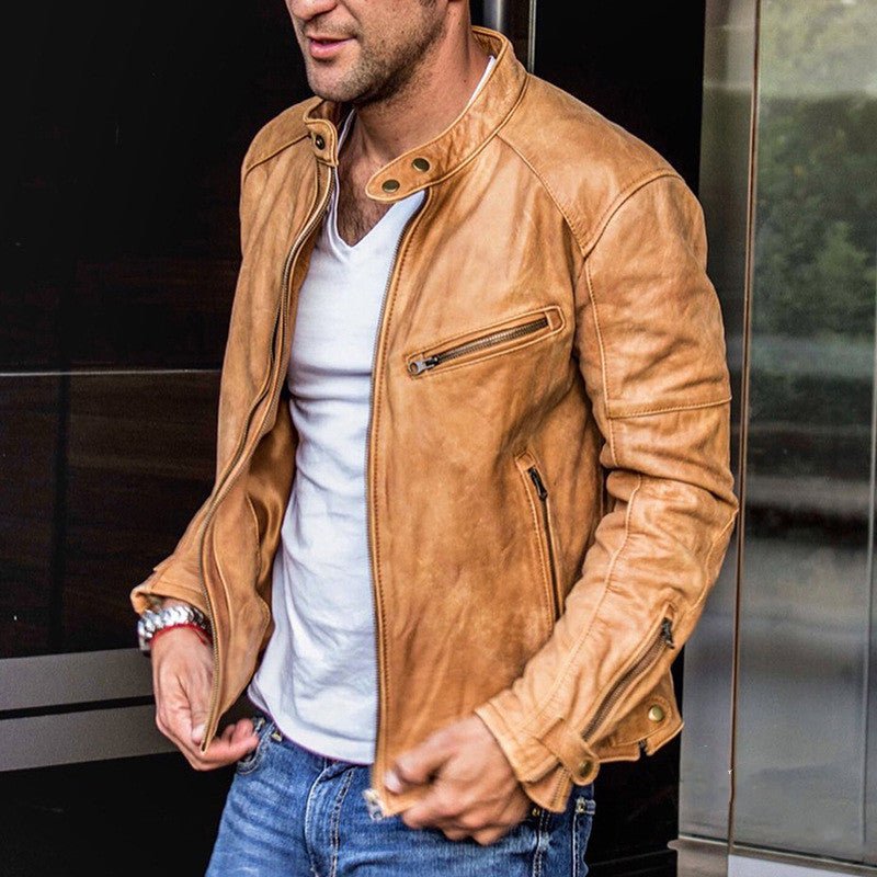 Punk Mens Motorcycle Leather Jacket - Taylor K Shop