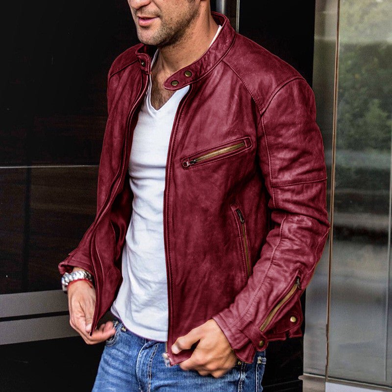 Punk Mens Motorcycle Leather Jacket - Taylor K Shop