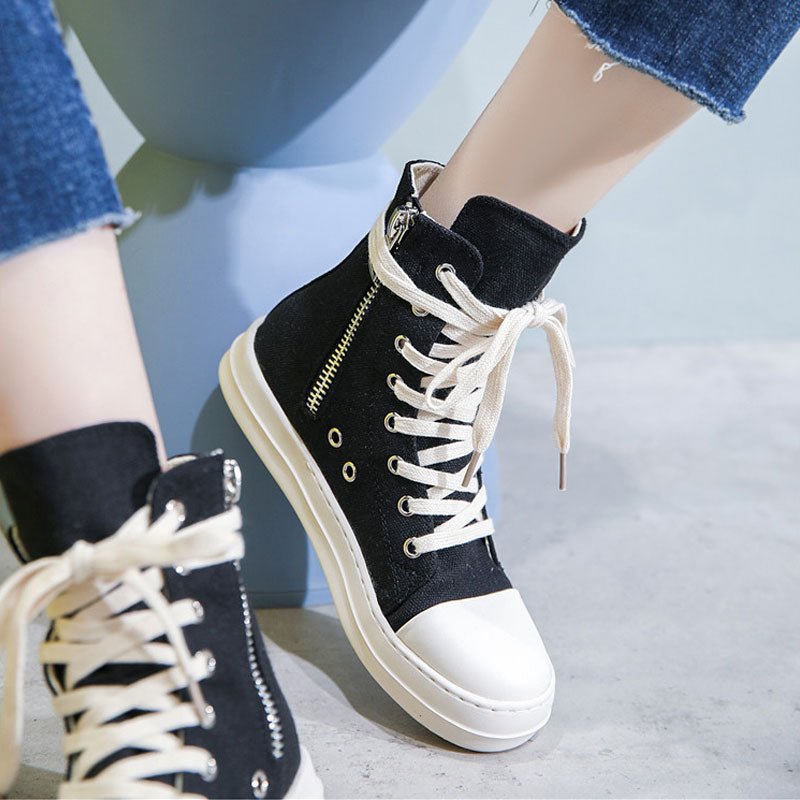 Rick Black Platform Rick Women, Boots Canvas Boots Casual Booties Owens Women, Sneakers - Taylor K Shop