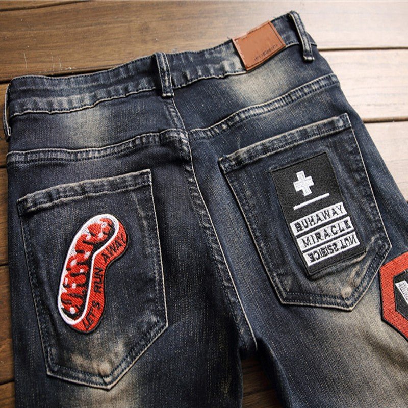 Ripped Jeans Men's Badge Patch Jeans - Taylor K Shop