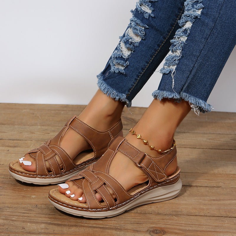 Roman Shoes Women Velcro Ankle Srap Sandals Summer Platform Sandals - Taylor K Shop